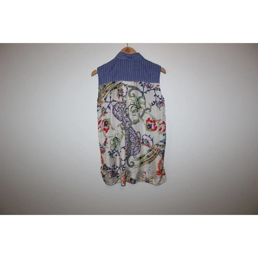 *Flaw 3J Workshop Johnny Was Scarf Back Sleeveless Button Collared Top XS H13638 - Picture 7 of 16